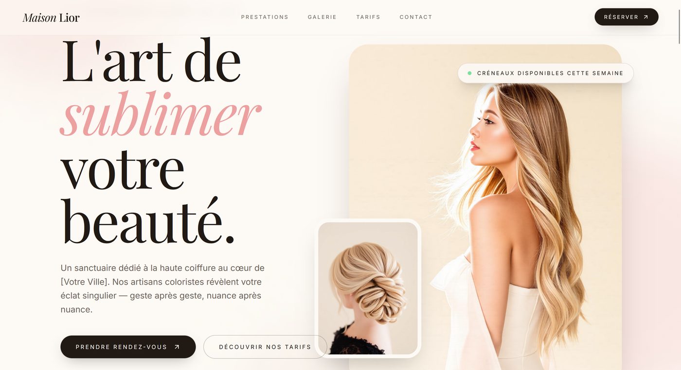 Aperçu du site Design Salon de Coiffure — Élégance