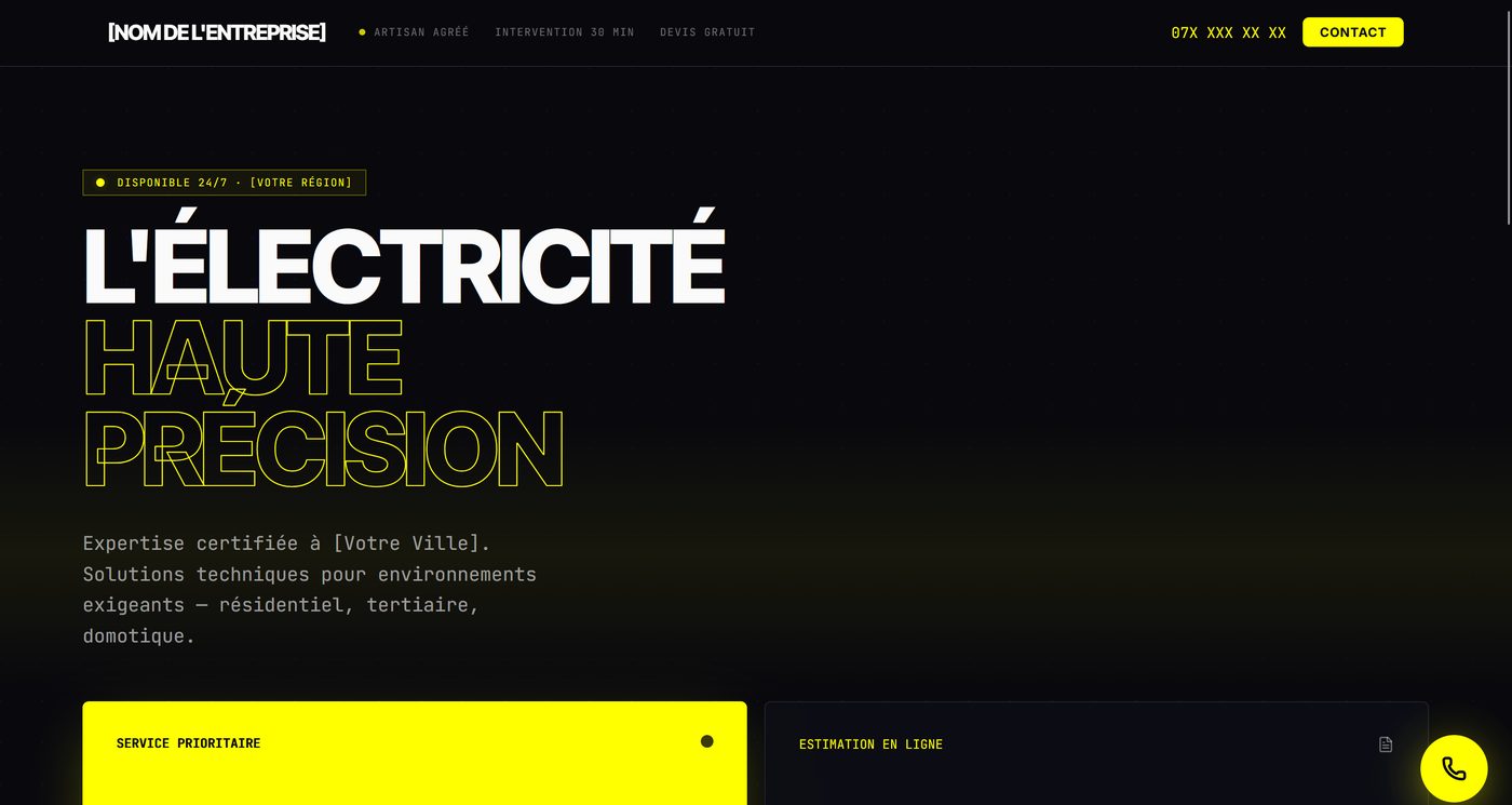 Aperçu du site Design Électricien — Néon