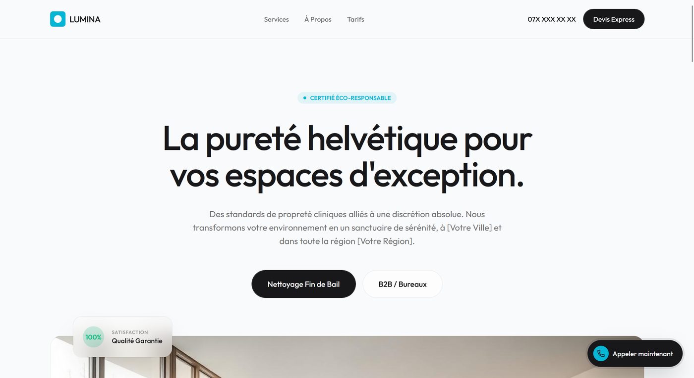 Aperçu du site Design Conciergerie & Nettoyage — Premium
