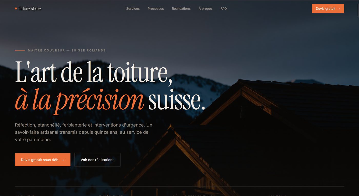 Aperçu du site Design Couvreur & Ferblantier — Artisanal