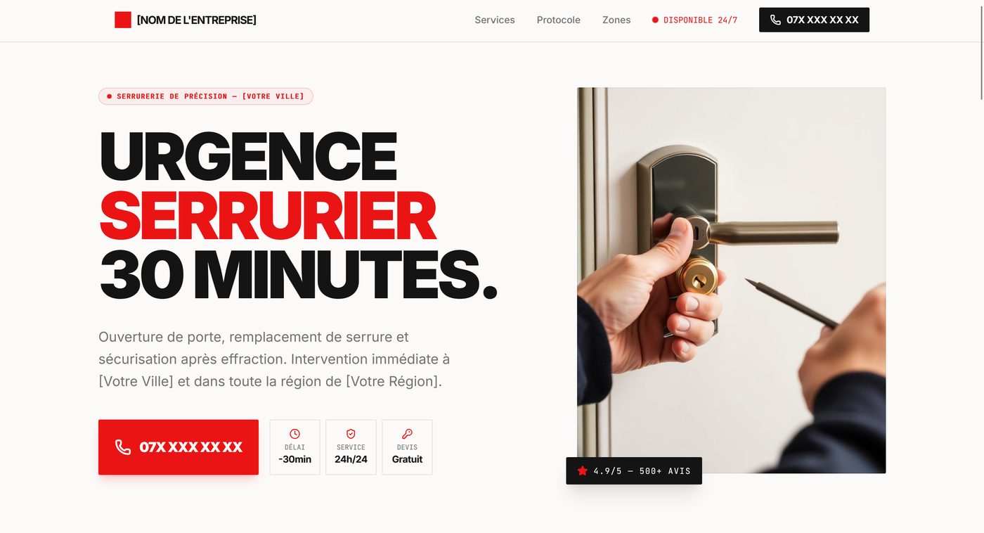 Aperçu du site Design Serrurier — Urgence