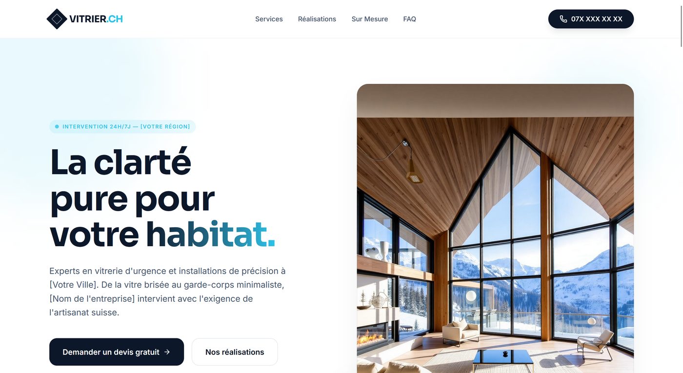 Aperçu du site Design Vitrier — Sur-Mesure